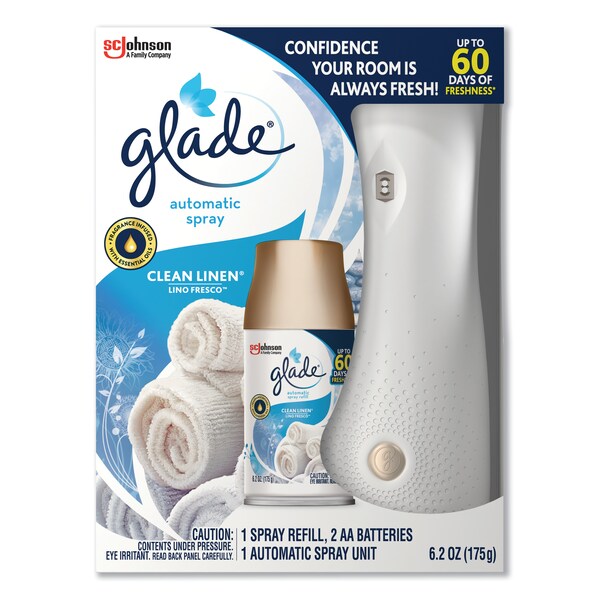 Glade Air Freshener Starter Kit, Spray Unit and Refill, Clean Linen, 6.2oz 310916